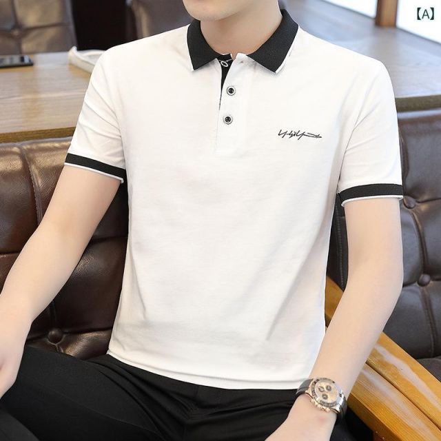 2XL 春 コーデ メンズ 服 シンプル ファッション オシャレ 大人 かっこいい 大きいサイズ ストリート 紳士服 クロスボーダー 薄手 シルケット コットン 無地 ビジネス 半袖 韓国スタイル ポロシャツ