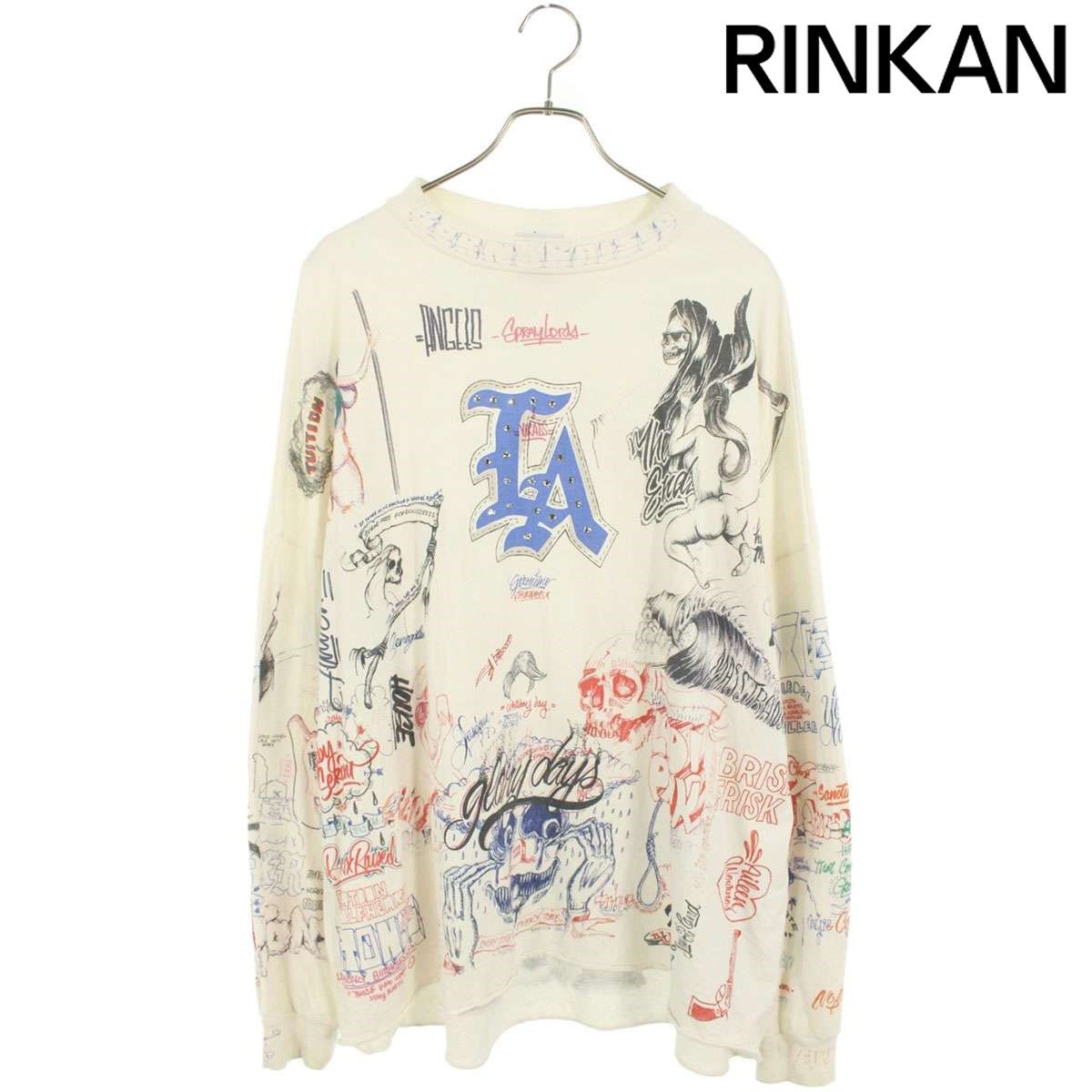 セントマイケル ×ボーンアンドレイズド BORN X RAISED  24SS  SM-YS8-0000-C10 ボーンアンドレイズドグラフィティ総柄長袖カットソー メンズ ONE SIZE