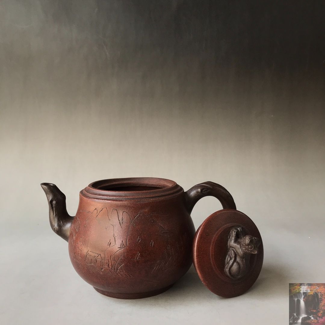 古寶奇蔵・紫砂壺・四方抽角・紅泥・魏援良款】・茶道品・希少珍品・賞