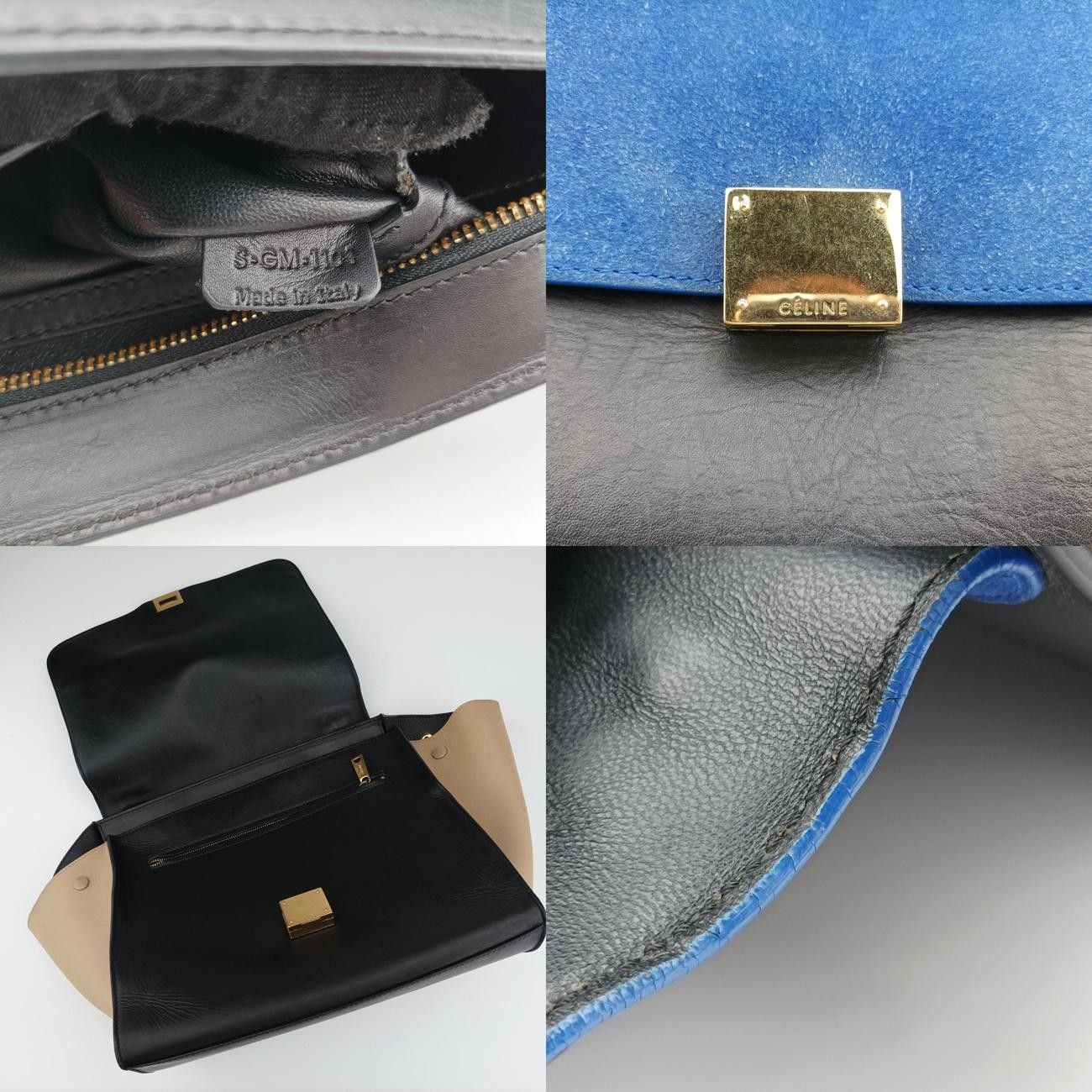 ベージ×ブルー×ブラック スエード×レザー