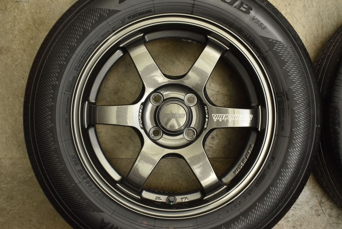 【ポイント還元率３％】 バリ溝 RAYS VOLK RACING TE37SONIC 15in 6J 42 PCD100 ヨコハマ ADVAN dB V553 195 65R15 オーラ カスタム用 レイズ