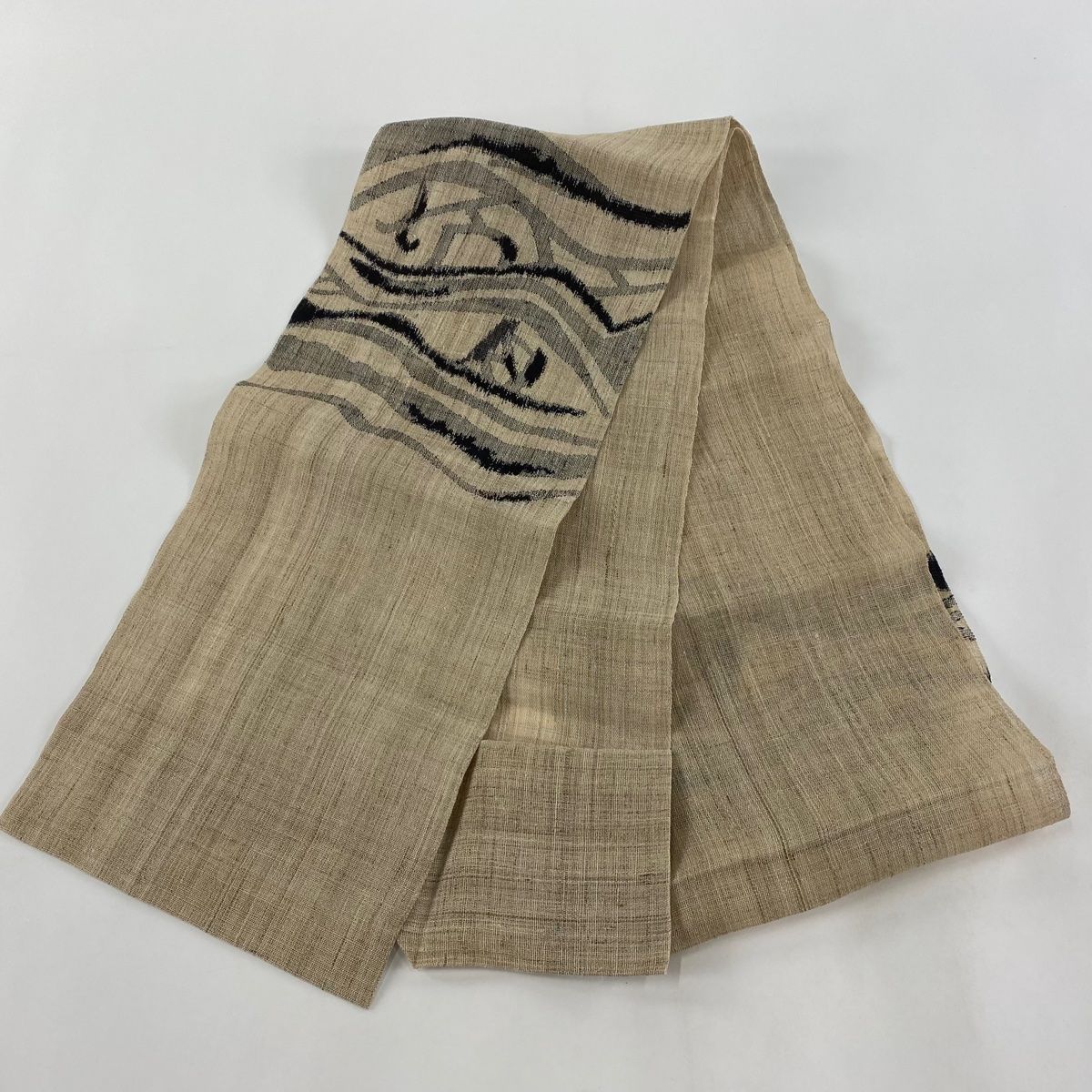 名古屋帯 美品 逸品 夏帯 松葉仕立て 八寸名古屋帯 薄茶色 科 【中古  