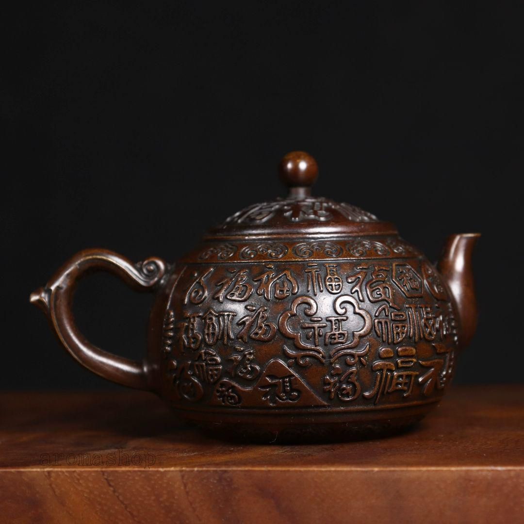 完成品 銅製 百福壺 茶壺 水筒 茶道具 煎茶器 装飾品 工芸品 置物 工芸品