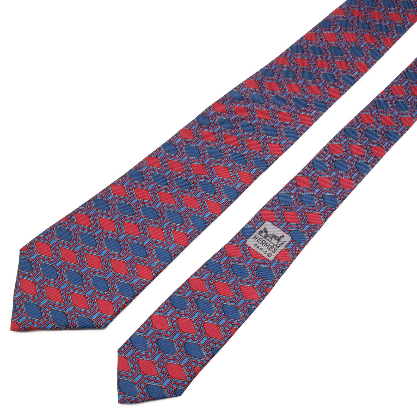 HERMES グレー ブラック ネクタイ 総柄 ひし形 刺繍 ファソネ H柄