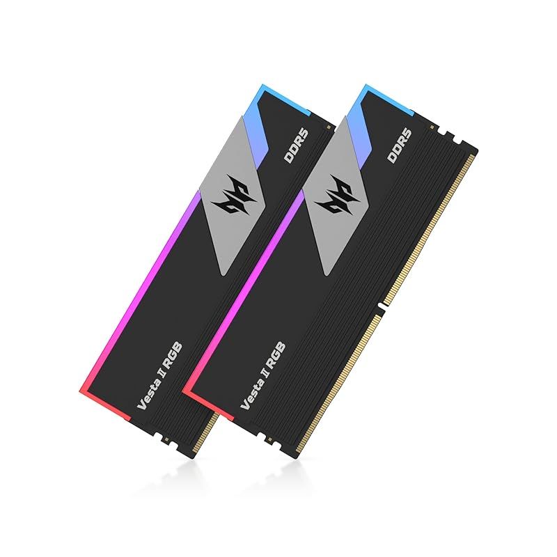 Acer Predator Vesta  DDR5 6000MHz デスクトップPC用メモリ 64GB（32GB×2枚） CL30 RGB(発光型) シリーズ (PC5-48000) Intel XPM 3.0 準拠 AMD EXPO メモリキット ブラッ 1