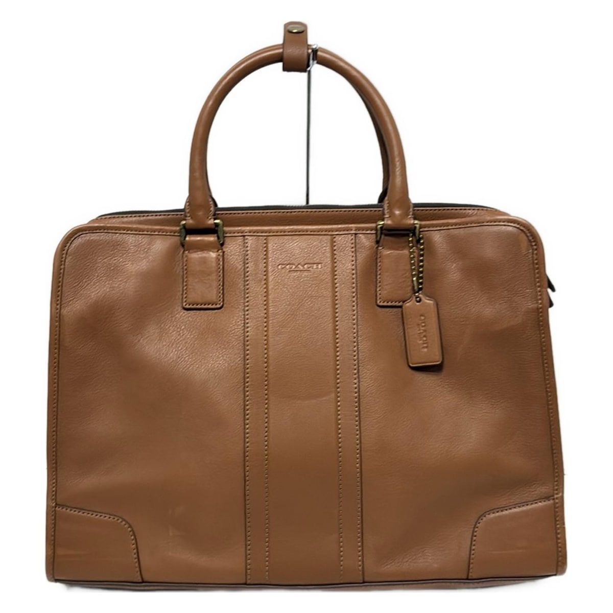 COACH コーチ ビジネスバッグ ヘリテージ ウェブ レザー スリム ブリーフ カーフ F71171 ブラウン レザー