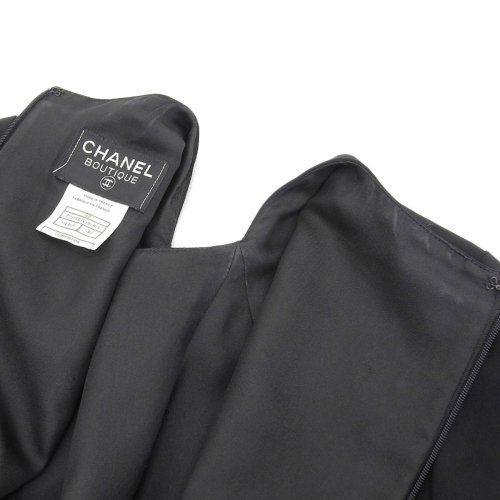 (8694) 【シャネル】　シャネル CHANEL 半袖 ワンピース ウール 黒 40 レディース　［服（レディース）］　【中古】