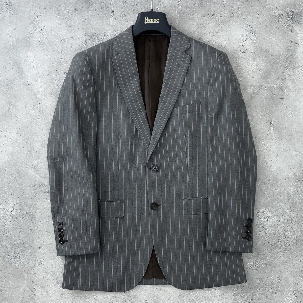 【極美品】ブラックレーベル クレストブリッジ 日本製 ストライプ ノッチドラペル スーツ セットアップ 36R ブルー バーバリー br07003703