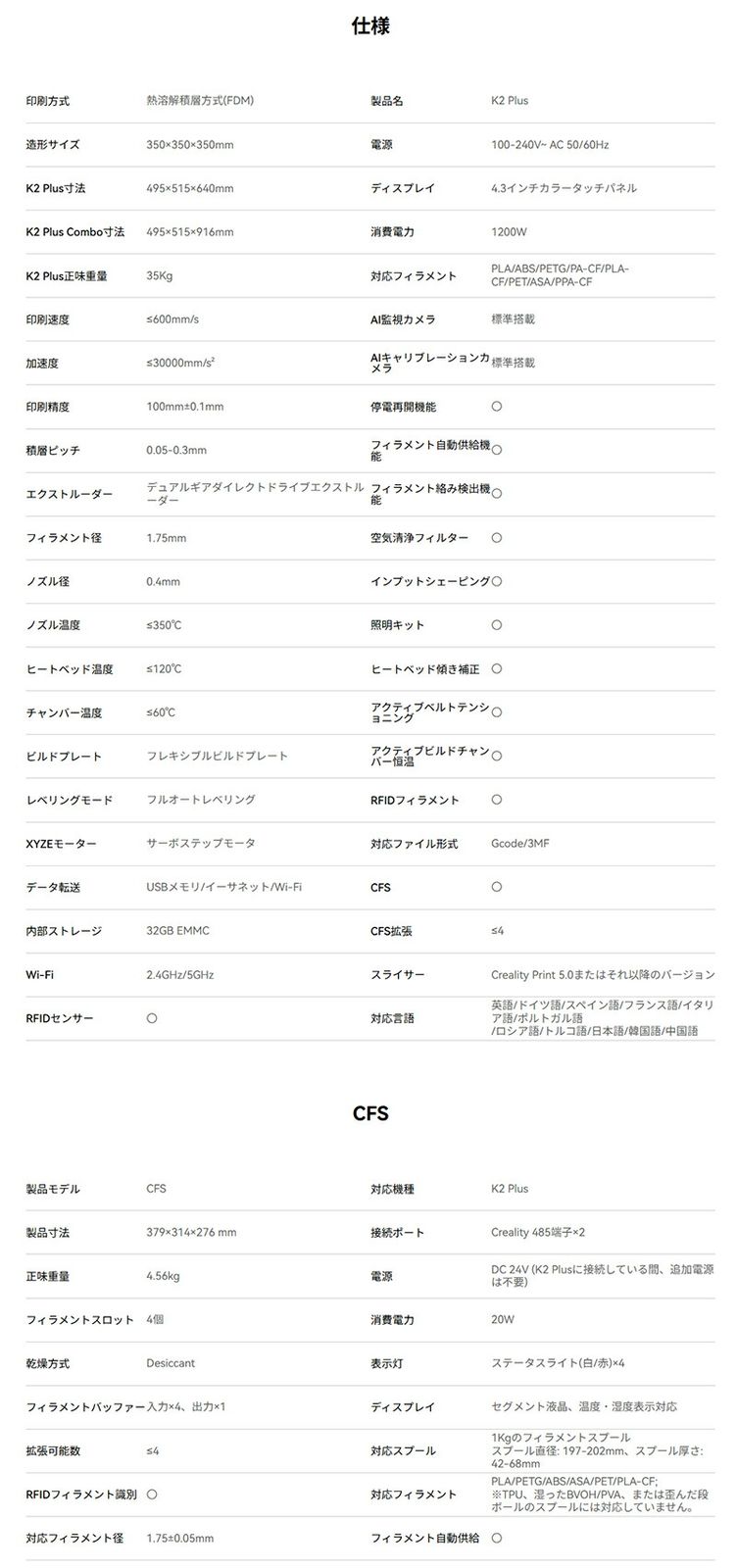 K2PlusCombo 3Dプリンター