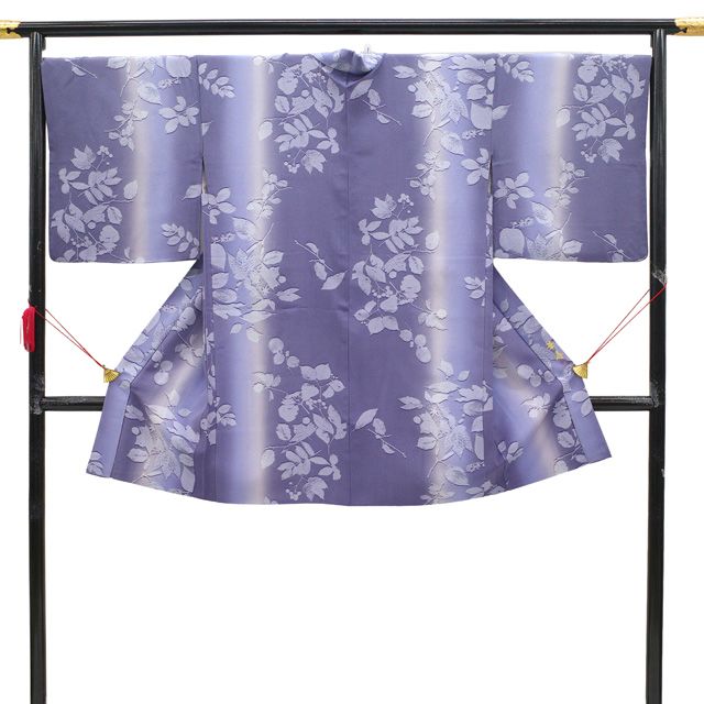 羽織 リサイクル 正絹 袷 華寿 紫苑色 紫グレー ブルーラベンダー 草花 カジュアル 春 秋 冬 羽織 仕立て上がり 身丈104 裄丈69 Lサイズ ハオリモノ みやがわ sb16511