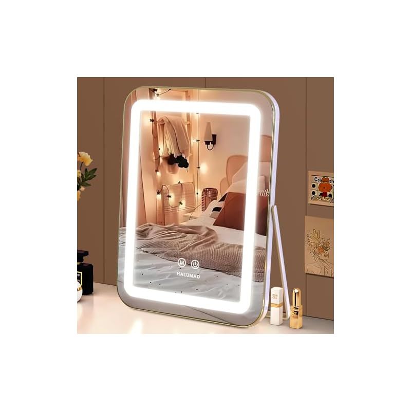 女優ミラー ハリウッドミラー 鏡 ライト付き卓上ミラー化粧鏡 led ミラー 女優鏡 三色照明モード 無段階調光 0