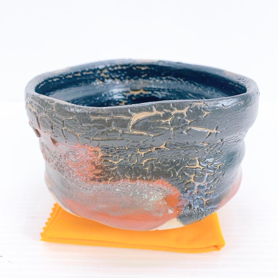 吉田 明 作 三嶋 鉄絵 平茶碗 共箱 共布 栞 アンティーク 骨董品 平