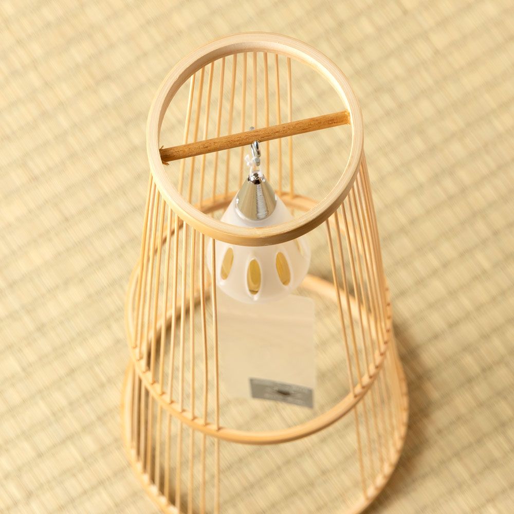 駿河竹千筋細工×東京ベル 置き風鈴 ゴールド ショート 消音機能付き竹細工の置き風鈴 Wind chime