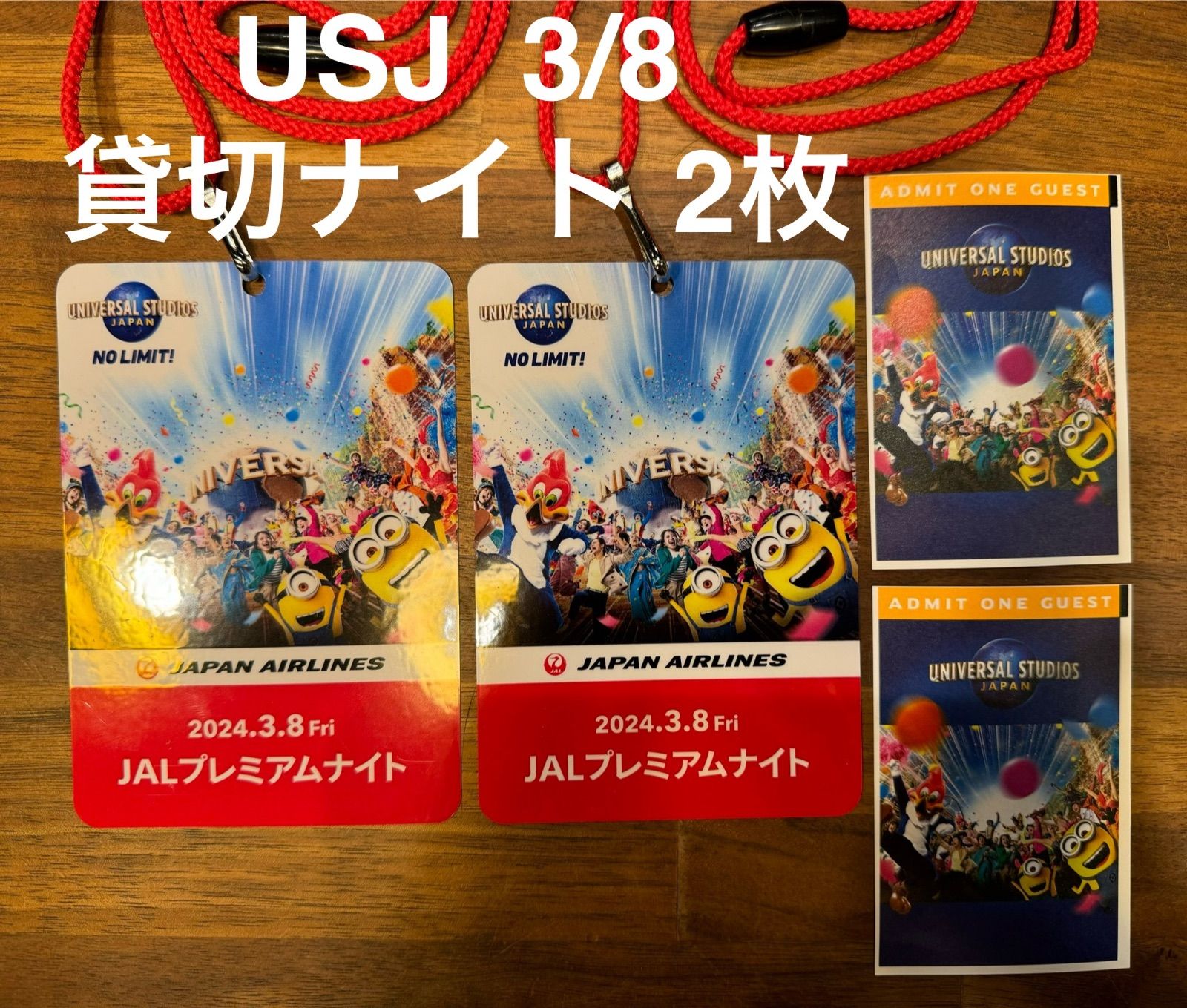 USJ ユニバーサルスタジオジャパン　JALプレミアムナイト3月8日　2枚