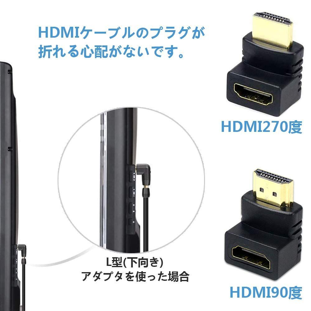 Mini HDMI to HDMI L型（下向き90度角度付き） - PCケーブル・コネクタ