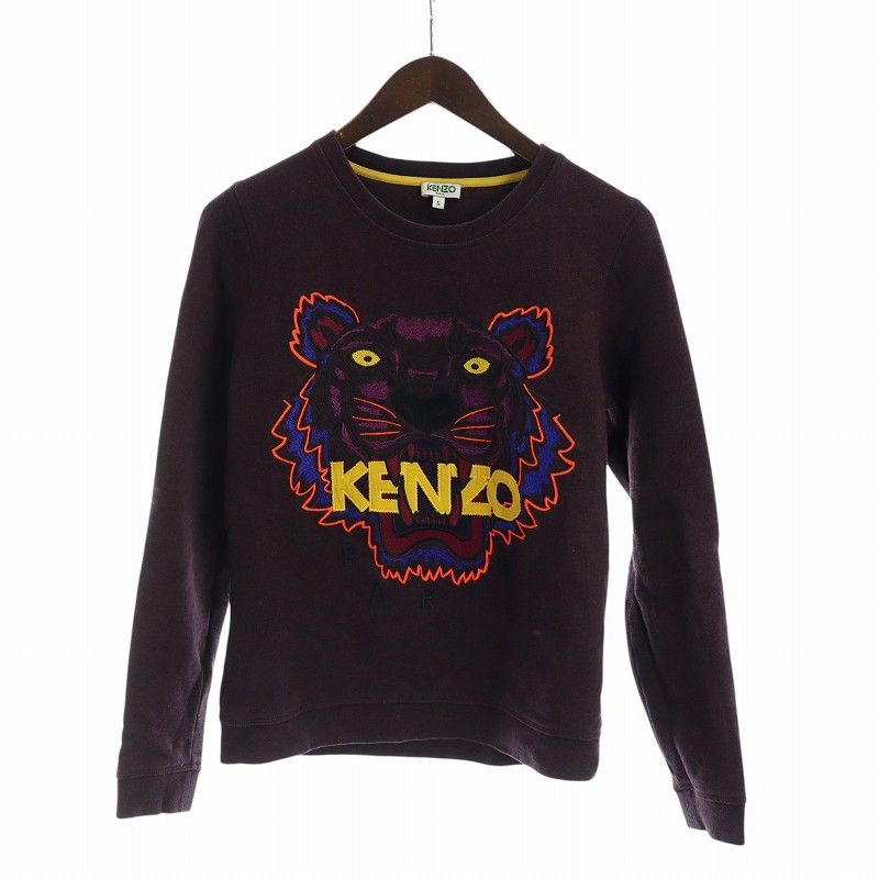 KENZO トラ刺繍 スウェット XS 黒 KENZO ブラック レディーストレーナー XS 虎刺繍 KENZO ブラック