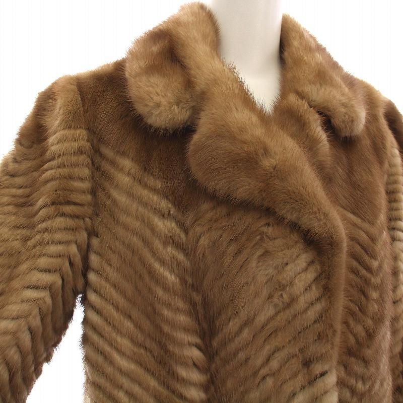 ノーブランド 毛皮コート ミンクファー ハーフ アウター 9 ブラウン  