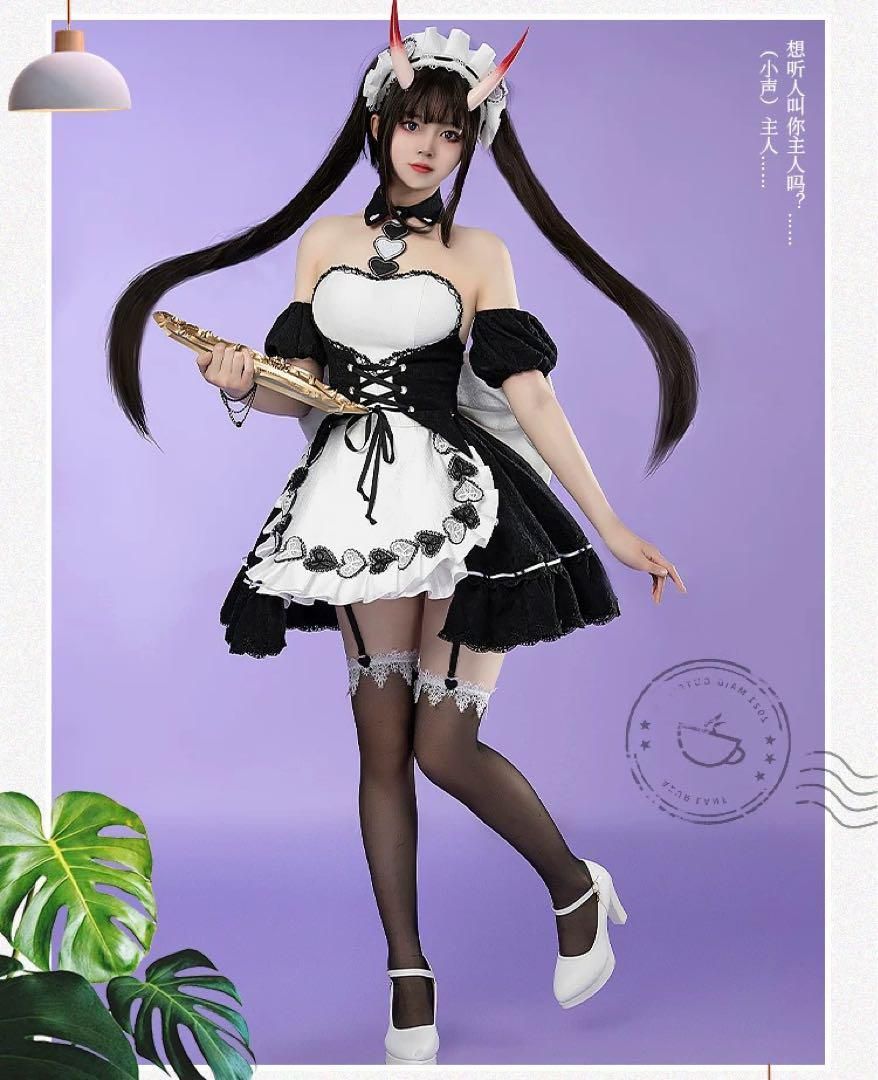 初獣猫 アズールレーン 能代 メイド服 コスプレ衣装 ウィッグ 靴追加可