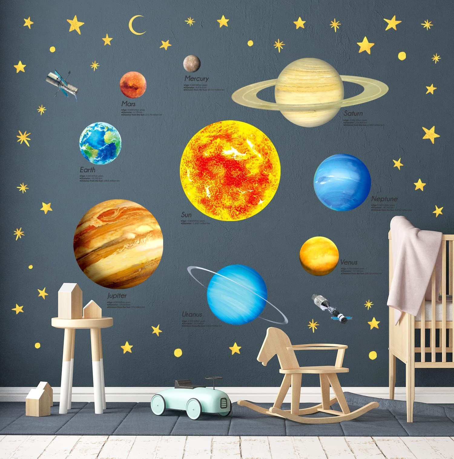 【特価商品】ウォールステッカー デコ 幼稚園 保育園 太陽系 子供部屋 DIY 用 壁転写 シール ウォールアート DS9-2007 シール 男の子 女の子 10代 こども バスルーム デコレーション DECOWALL ビニ