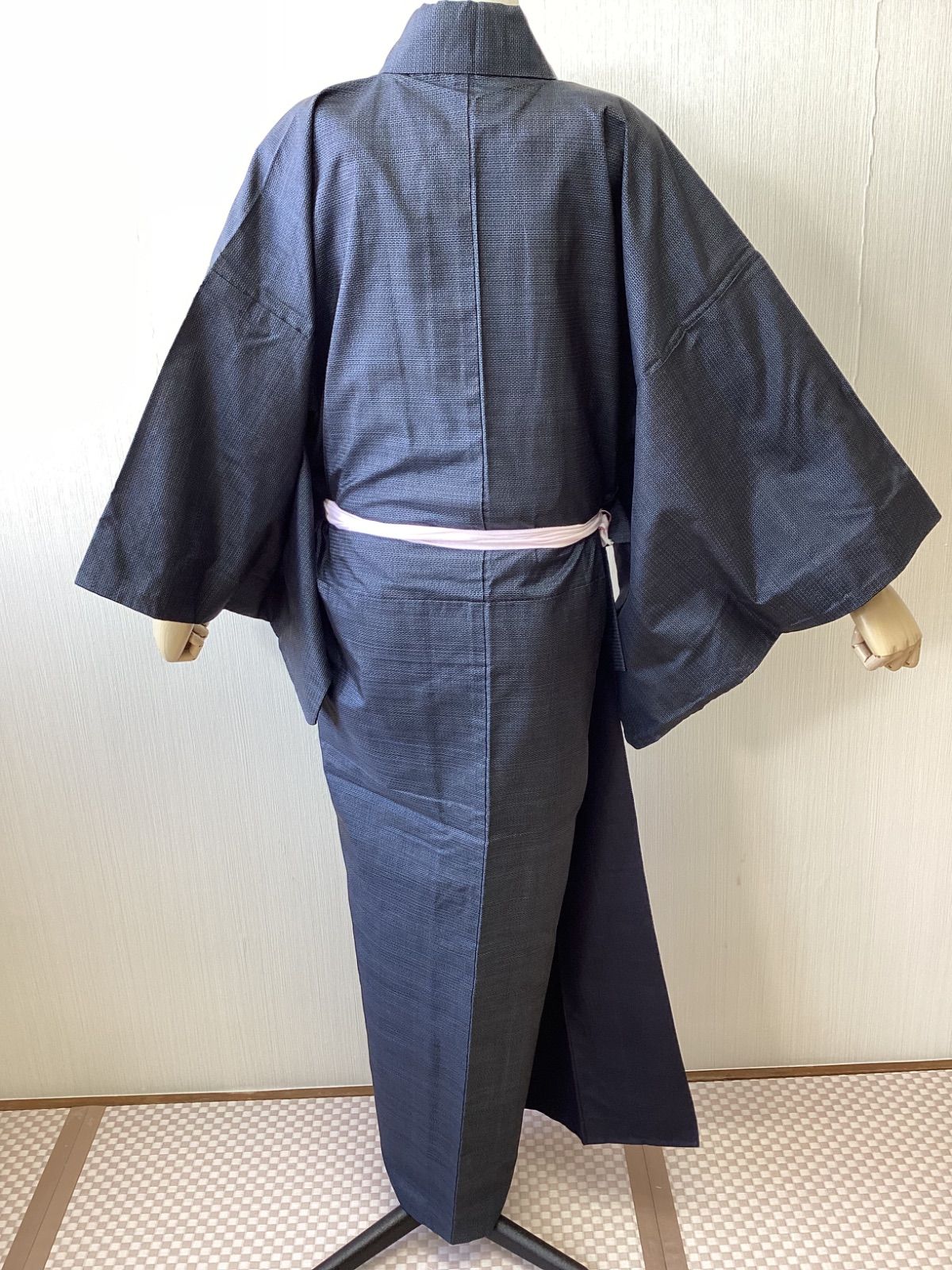 着物 袷 男物 長着 紬 紬着物 亀甲絣 リサイクル着物 ot-361