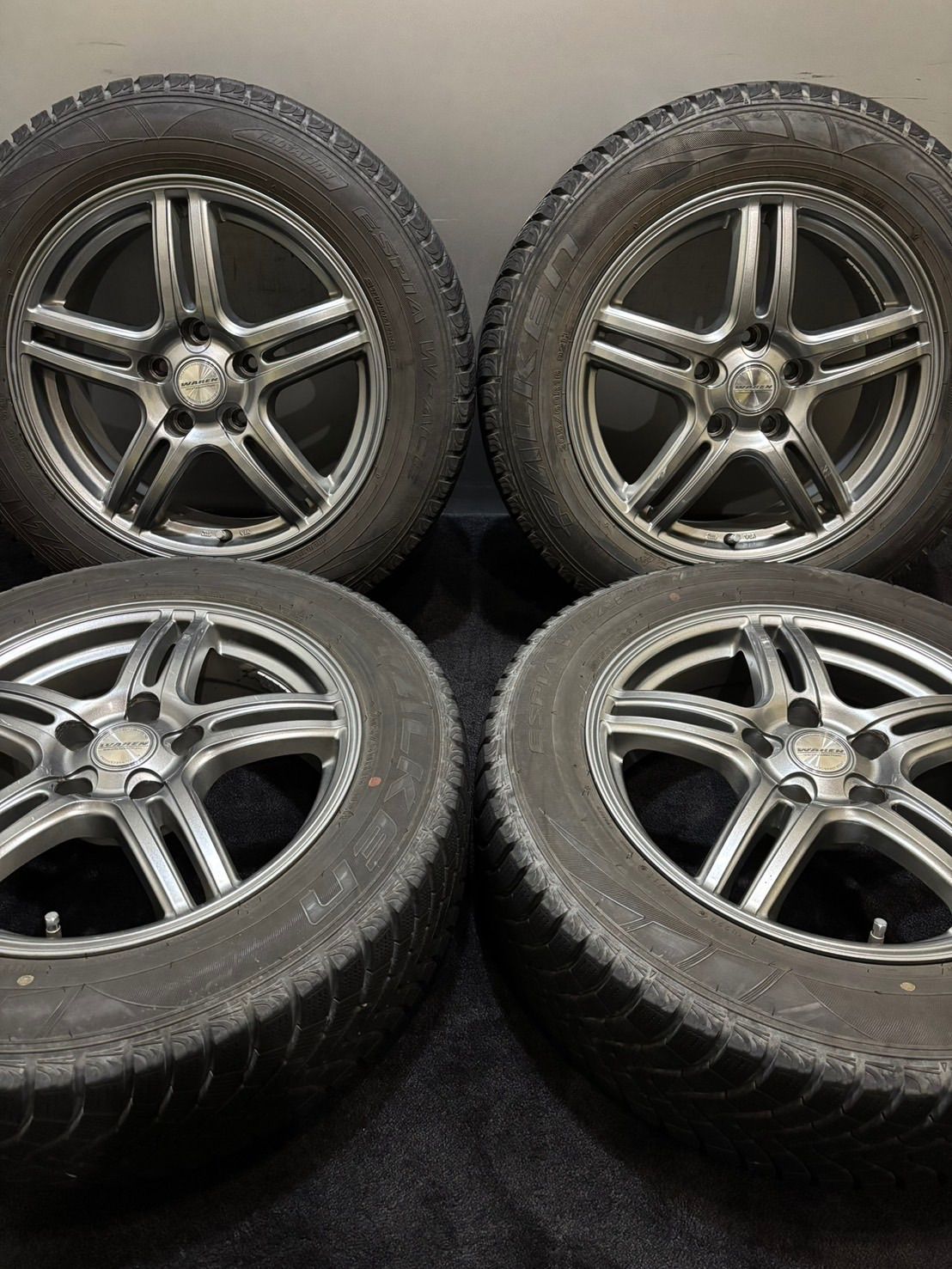 205|60R16 FALKEN|ESPIA W-ACE 19年製 WAREN 16インチ 6.5J 35 114.3 5H スタッドレス 4本 90 ノア ヴォクシー 南3-K396