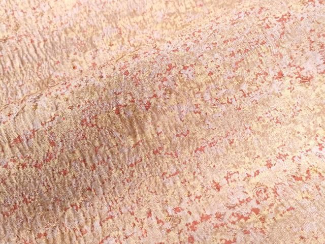 平和屋着物○野の陶人 加藤唐九郎 陶彩染 膨れ織り 小紋 霞文 反端付き