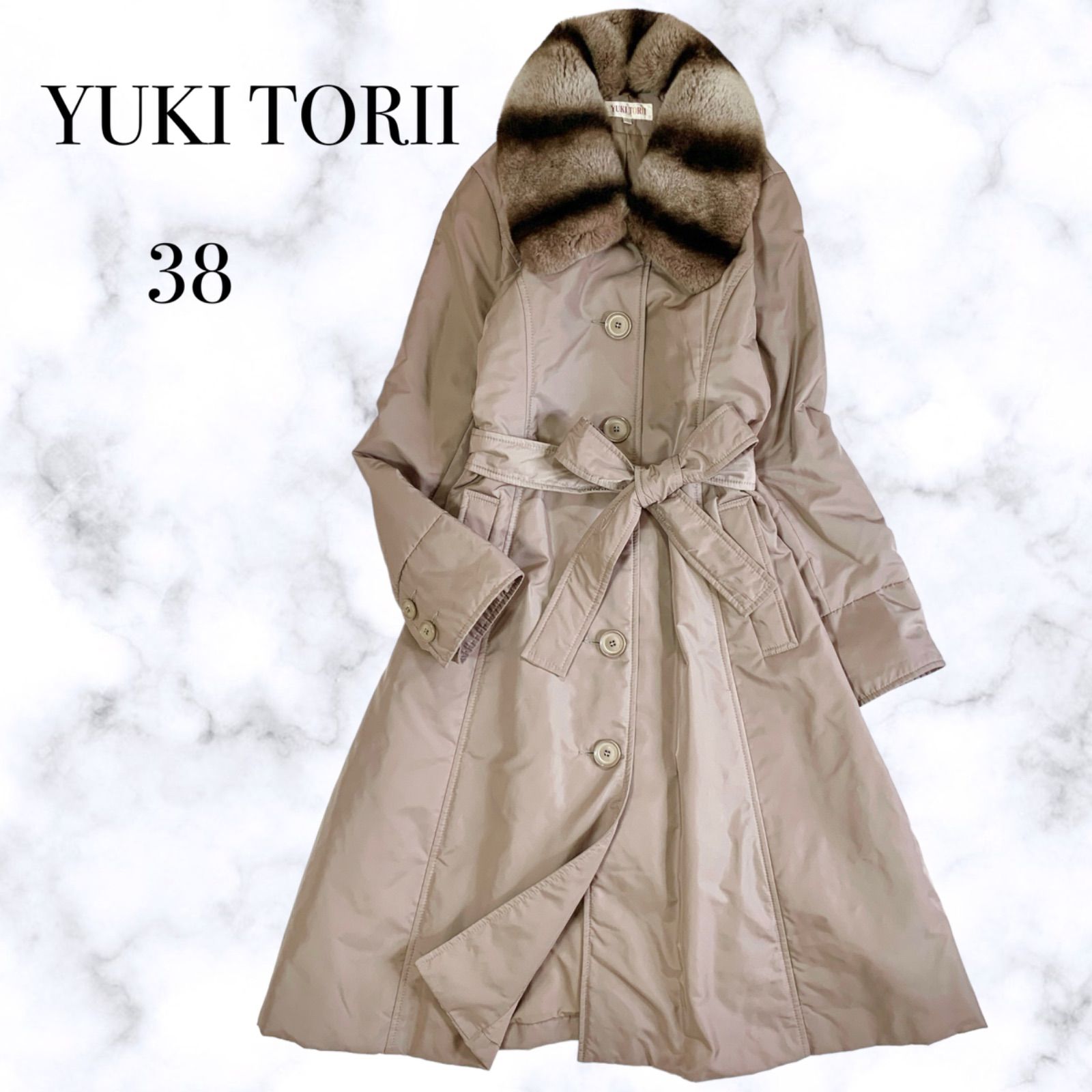 YUKI TORII ユキトリイ 38 M レッキス毛皮付き 2WAY Aライン YUKI TORII ユキトリイ 38 M レッキス毛皮付き 2WAY Aライン