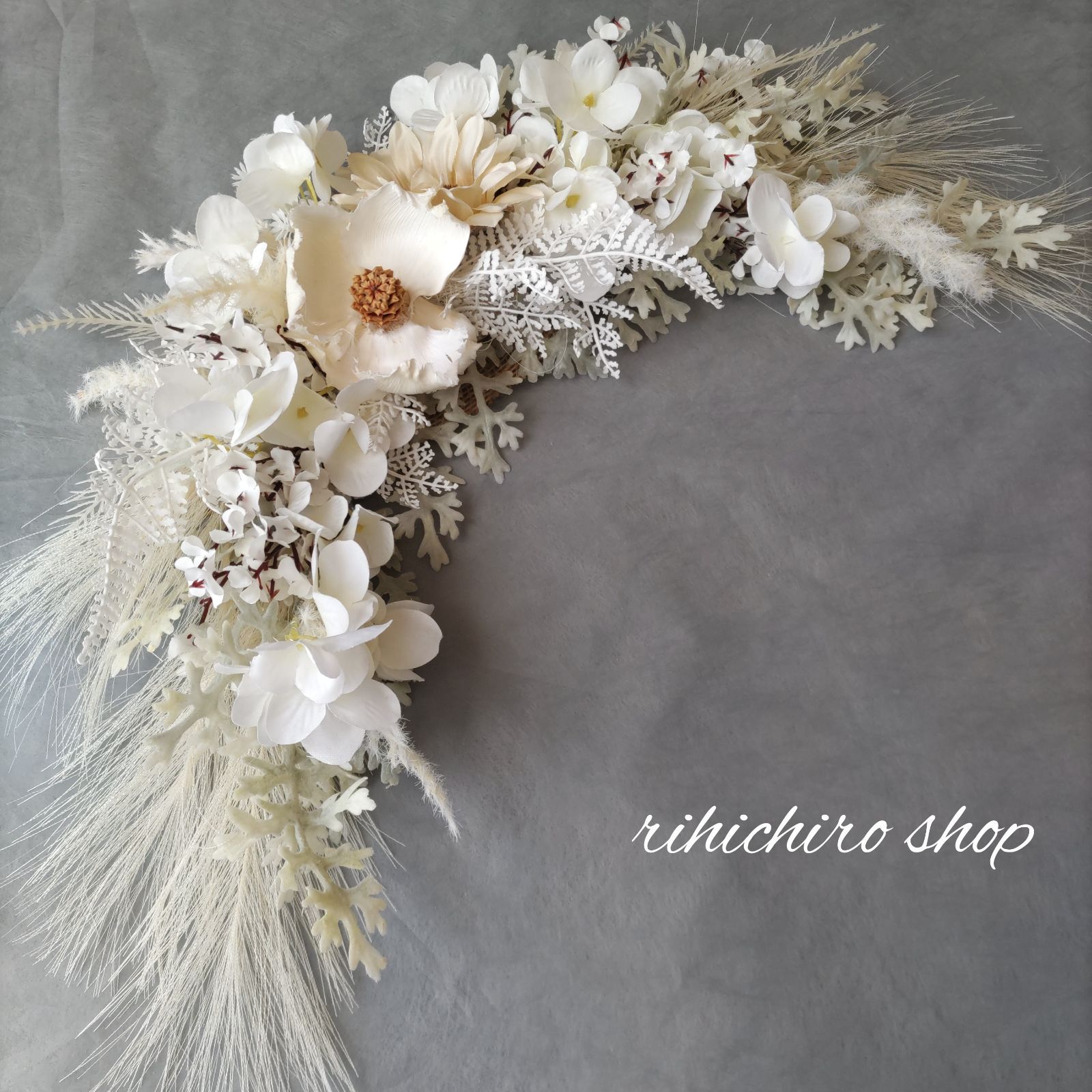 横長スワッグ　造花　アーティフィシャルフラワー　造花　アーチStyle　ニューボーン　バースデー　インテリア　ボタニカル　50　りひちろshop