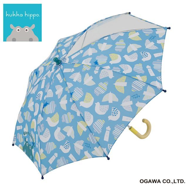kukkahippo クッカヒッポ かさ カモメ 45cm 子供 傘 キッズ 長傘 雨傘 透明窓付 反射プリント付 反射テープ付 安全