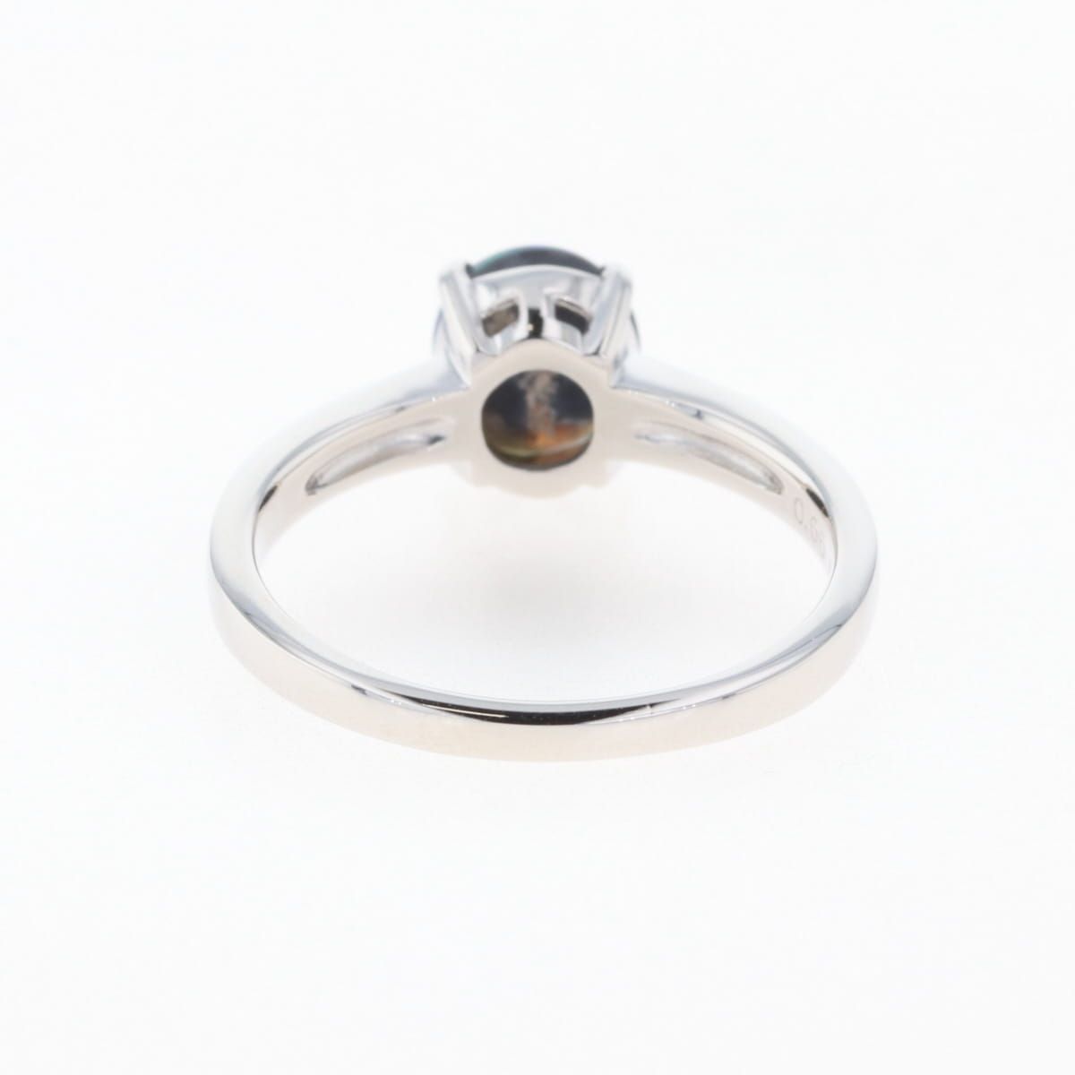 ブラックオパール デザインリング プラチナ 指輪 メレダイヤ リング  