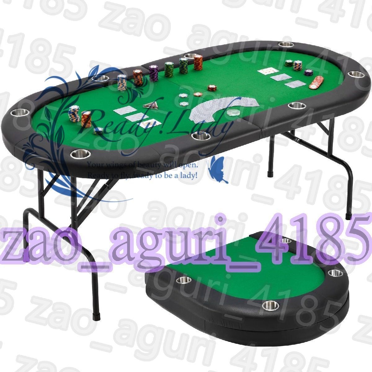 8人用 折りたたみ式ポーカーテーブル グリーン ポーカーテーブル