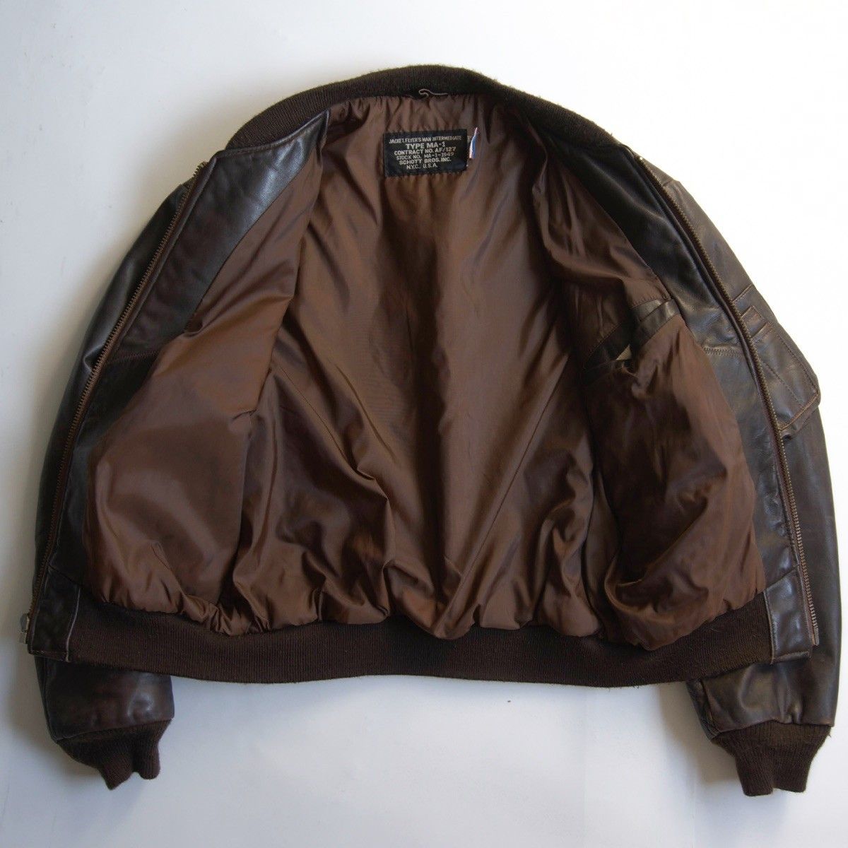 SCHOTT レザー MA-1 90s USA製 サイズ42-ど*♪様 FFAジャケット