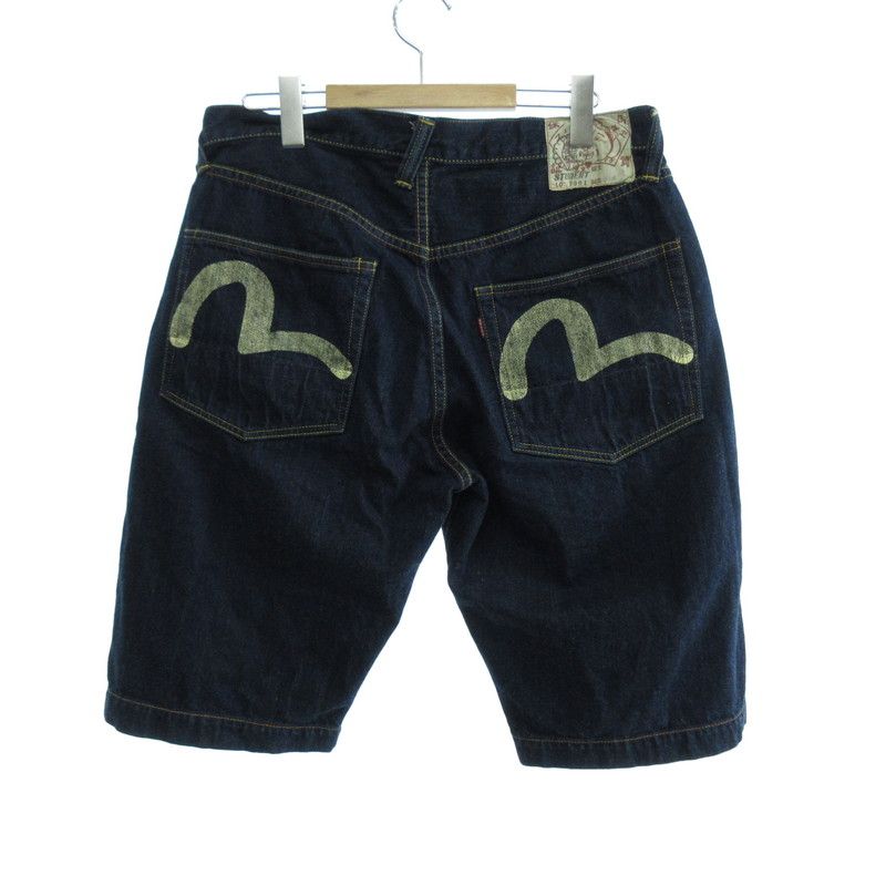 エヴィスデニムショートパンツ 青 ダメージ M刺繍 【希少⭐️】Evisu