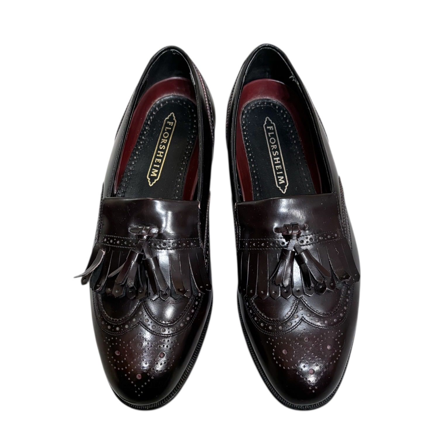 80s FLORSHEIM brown leather wing tip kiltie tassel Loafer - メルカリ