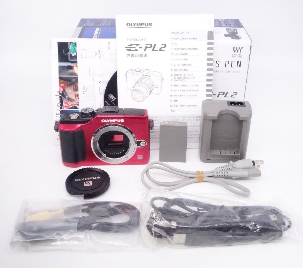 オリンパス OLYMPUS ミラーレス一眼 PEN E-PL2 ボディ レッド [D10007A