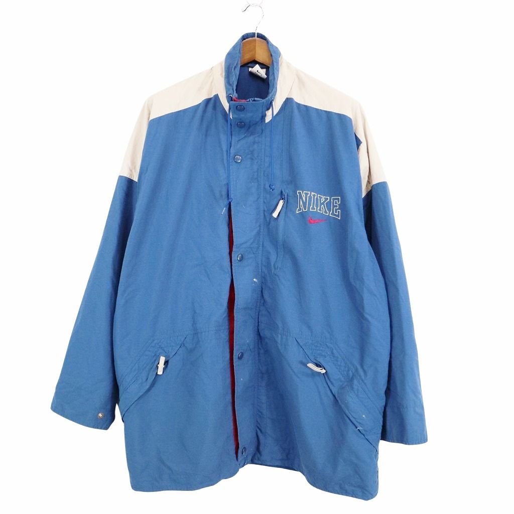 2000年代 NIKE ナイキ ナイロンジャケット 防寒 刺繍 ブルー (メンズ