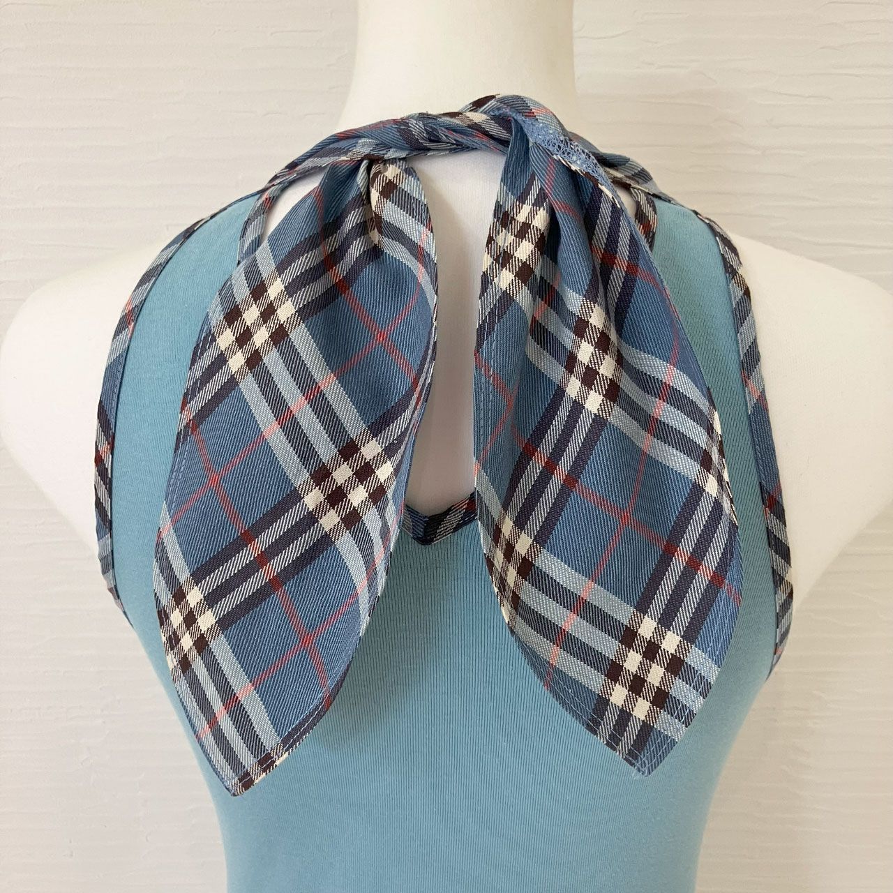t115／バーバリーブルーレーベル［36］ノースリーブカットソー　チェックリボン BURBERRY・バーバリーブルーレーベル・ノースリーブカットソー