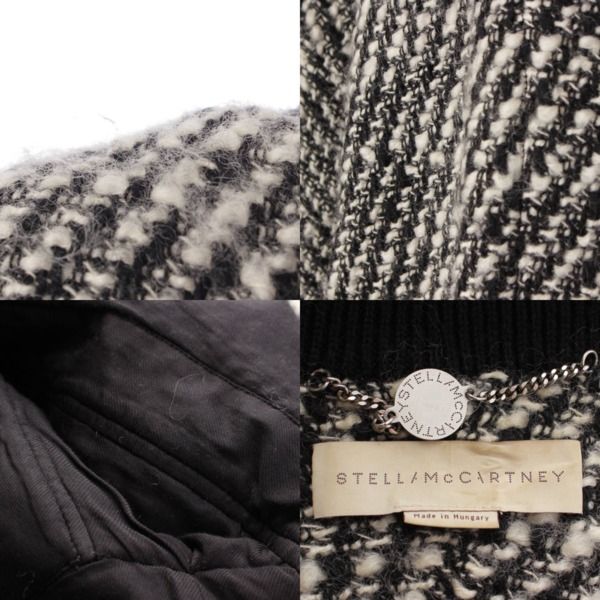 ステラマッカートニー フード付き ツイード コート ブラック ホワイト