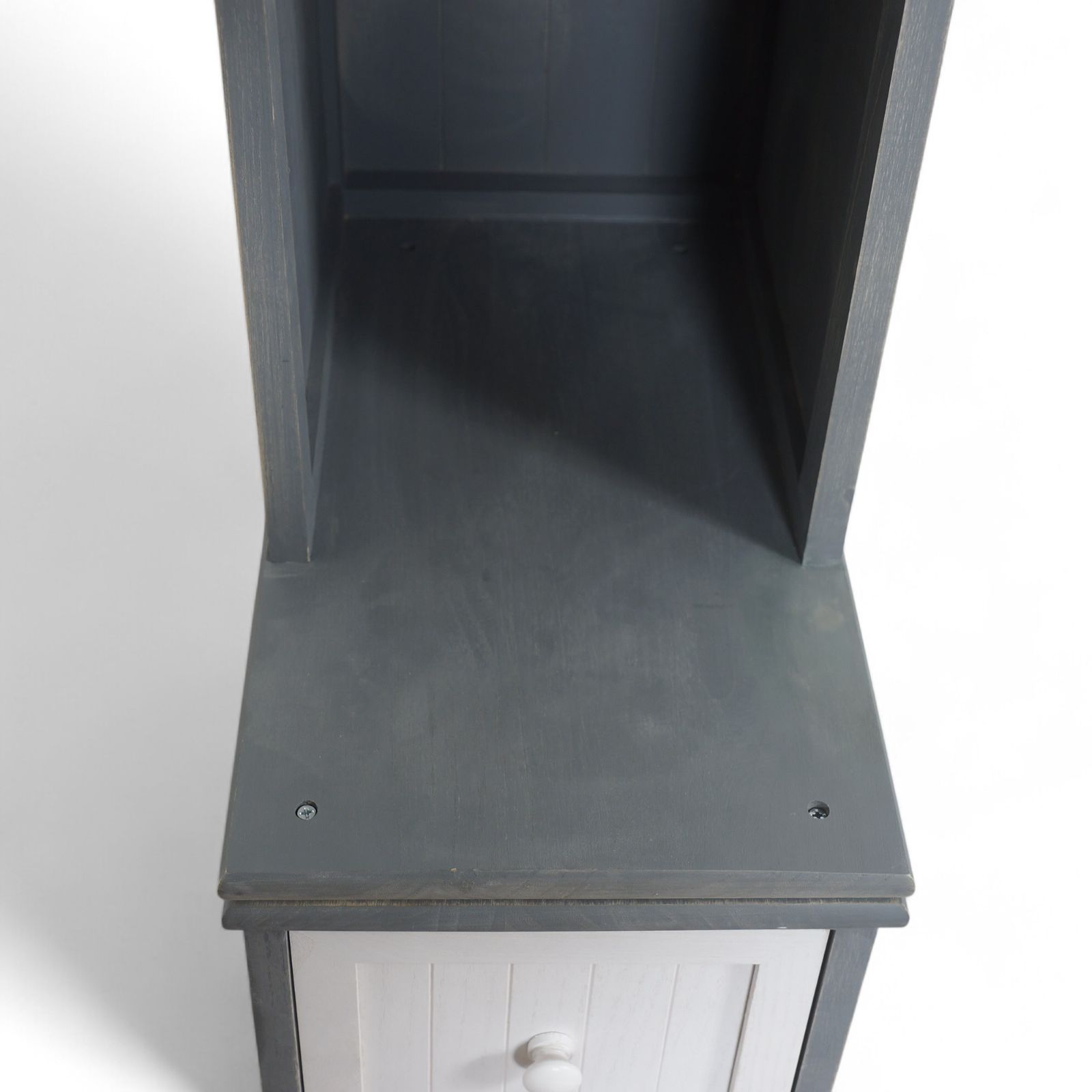 K ツートン 隙間活用 アンティーク調 洗面所 脱衣所向け 桐製スリムラック付チェスト 高さ160cm 棚 引出し収納 MARWIL-DEMENAGEMENTS_CH