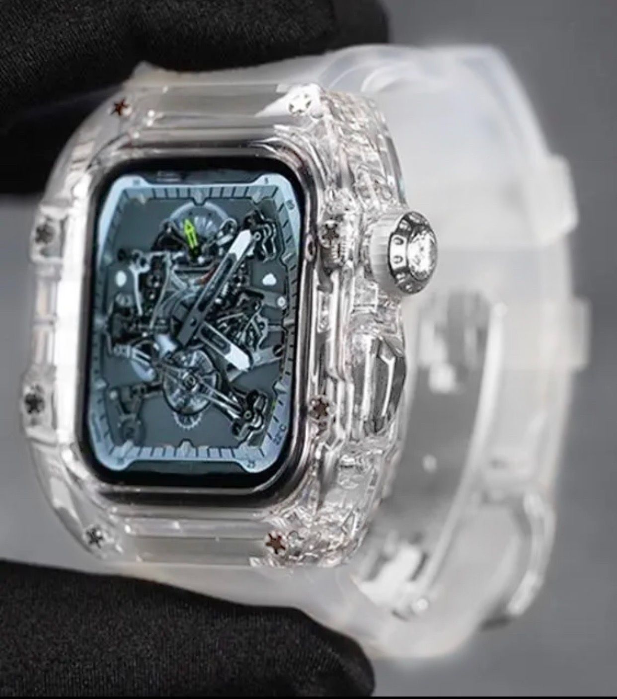 透明 44mm アップルウォッチバンド ラバーベルト カバー