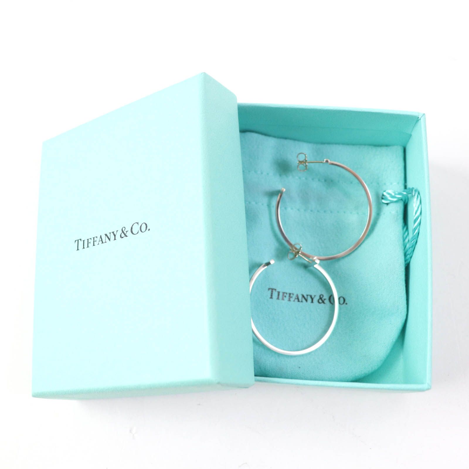 極美品☆TIFFANY&Co. ティファニー ティファニー T フープピアス AG925 両耳用 ピアス シルバー ラージ 箱・保存袋付き 重量5.4g レディース