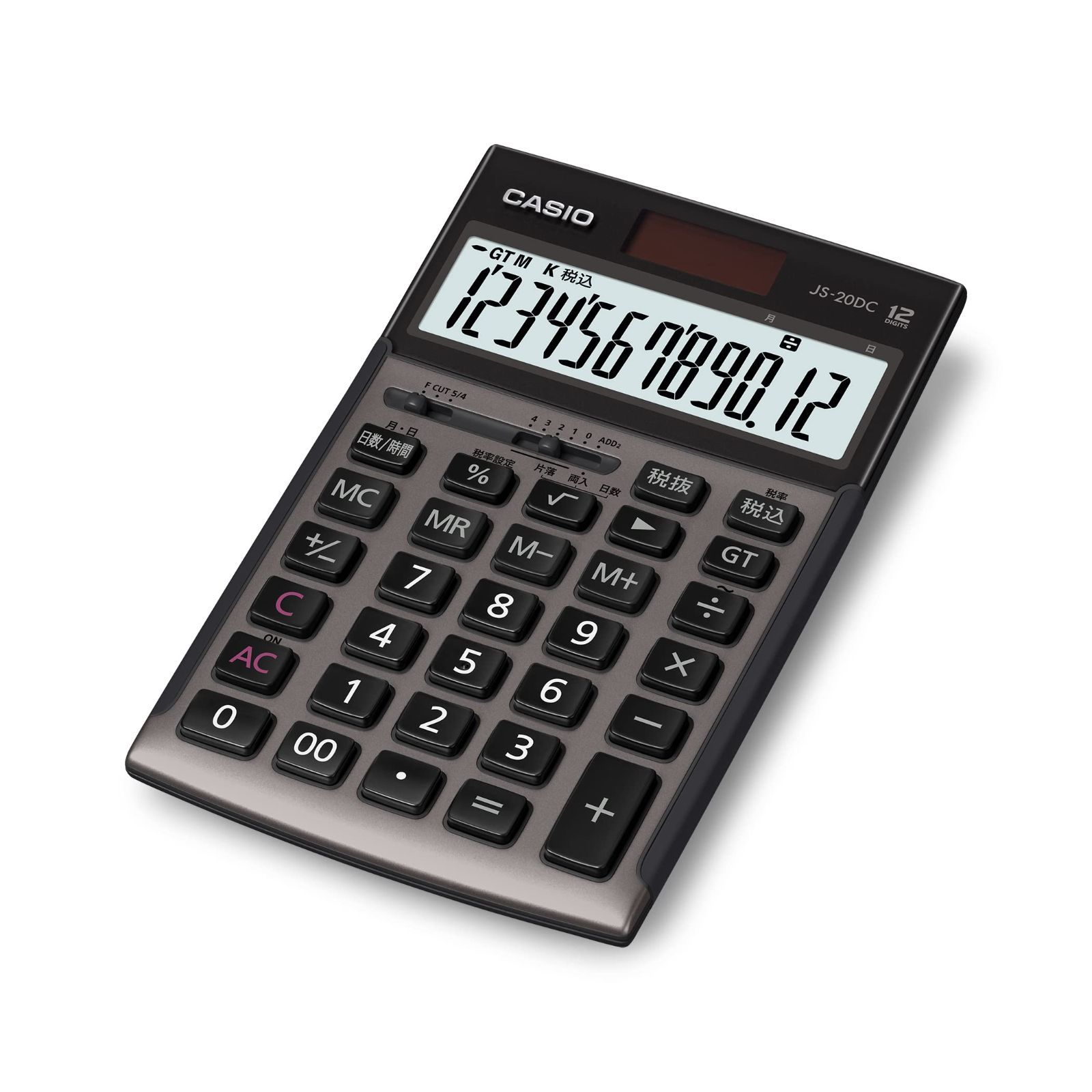 新着商品 グリーン 法適合 JS-20DC-GB-N エコマーク認定 グレージュブラウン ジャストタイプ 日数-時間計算 12桁 本格実務電卓 カシオ