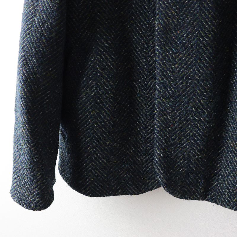 美品✨パラスパレス 上質ウールヘリンボーンジャケット 深緑系 2 パラスパレス Pal'las Palace ウール ビッグカラー ヘリンボーン