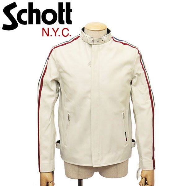 Schott (ショット) 3111063 SHEEP CLASSIC RACER JKT シープ クラシック レーサー レザージャケット 全2色 01WHITE XL