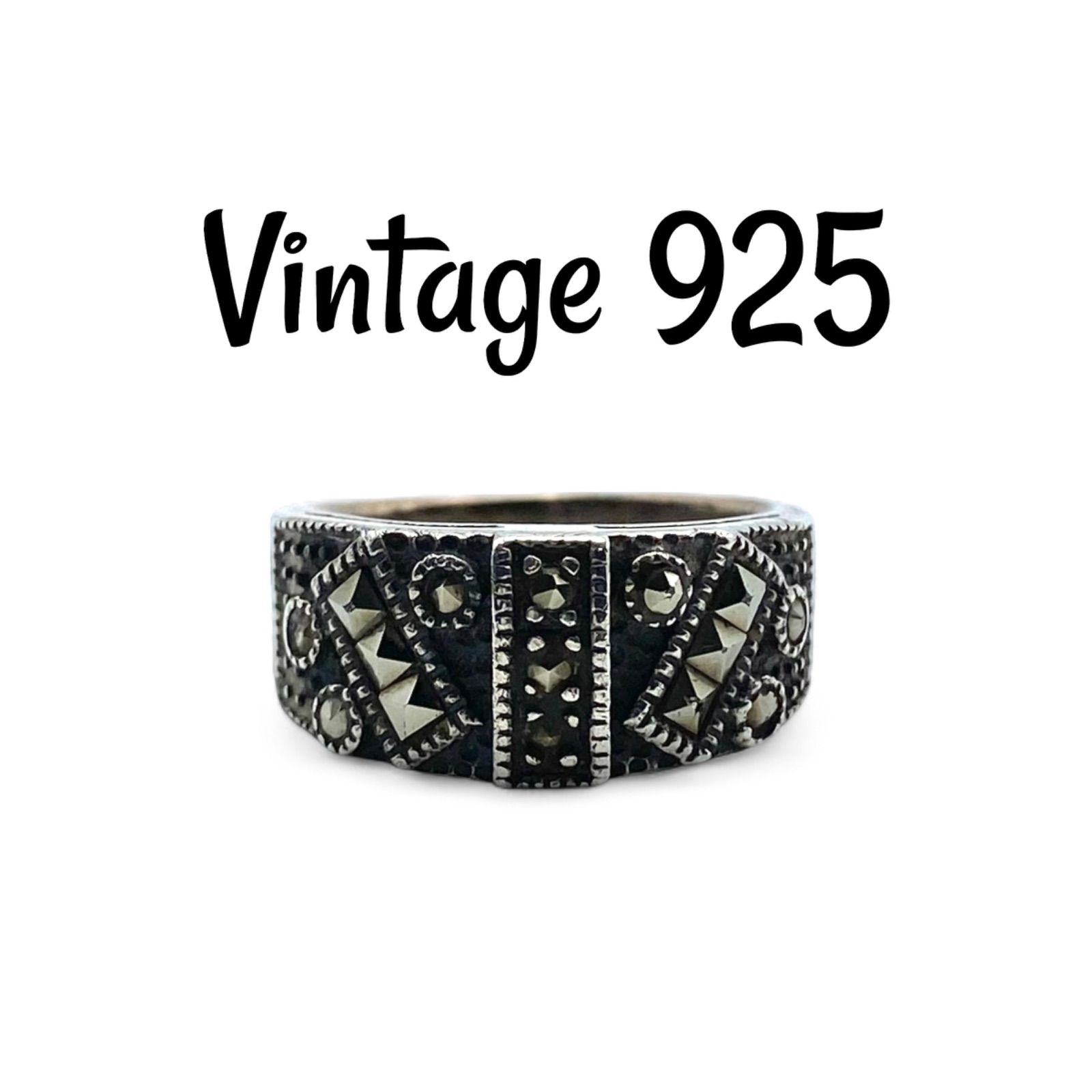 煌めきの意匠 マルカジット Silver 925 刻印 80s Vintage Design Ring シルバー ヴィンテージ デザイン リング 12号 指輪 アンティーク
