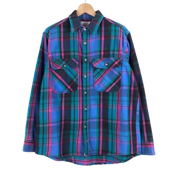 【古着】 PRIVATE PROPERTY ヘビーフランネルシャツ チェック柄 80年代 ヴィンテージ マルチカラー メンズL 【中古】 n059160