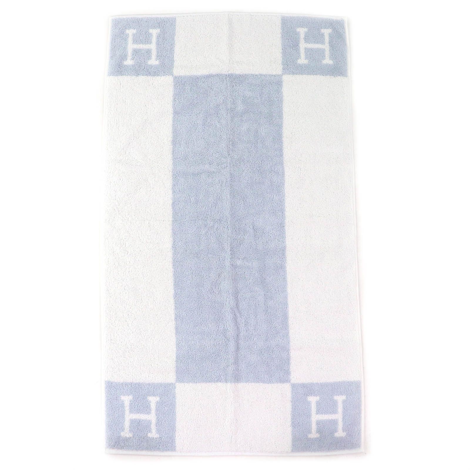 ♥品△HERMES エルメス 102193M Avalon アヴァロン コットン100％ ベビー バスタオル おくるみ ブランケット BLEU GLACIER ライトブルー系 き フランス製 レディース