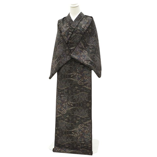 本場大島紬　創作　仙太郎　大車　黒地　着尺　反物　在庫保管品 新古品】 本場大島紬 反物 未使用 仙太織物 仙太郎 7マルキ