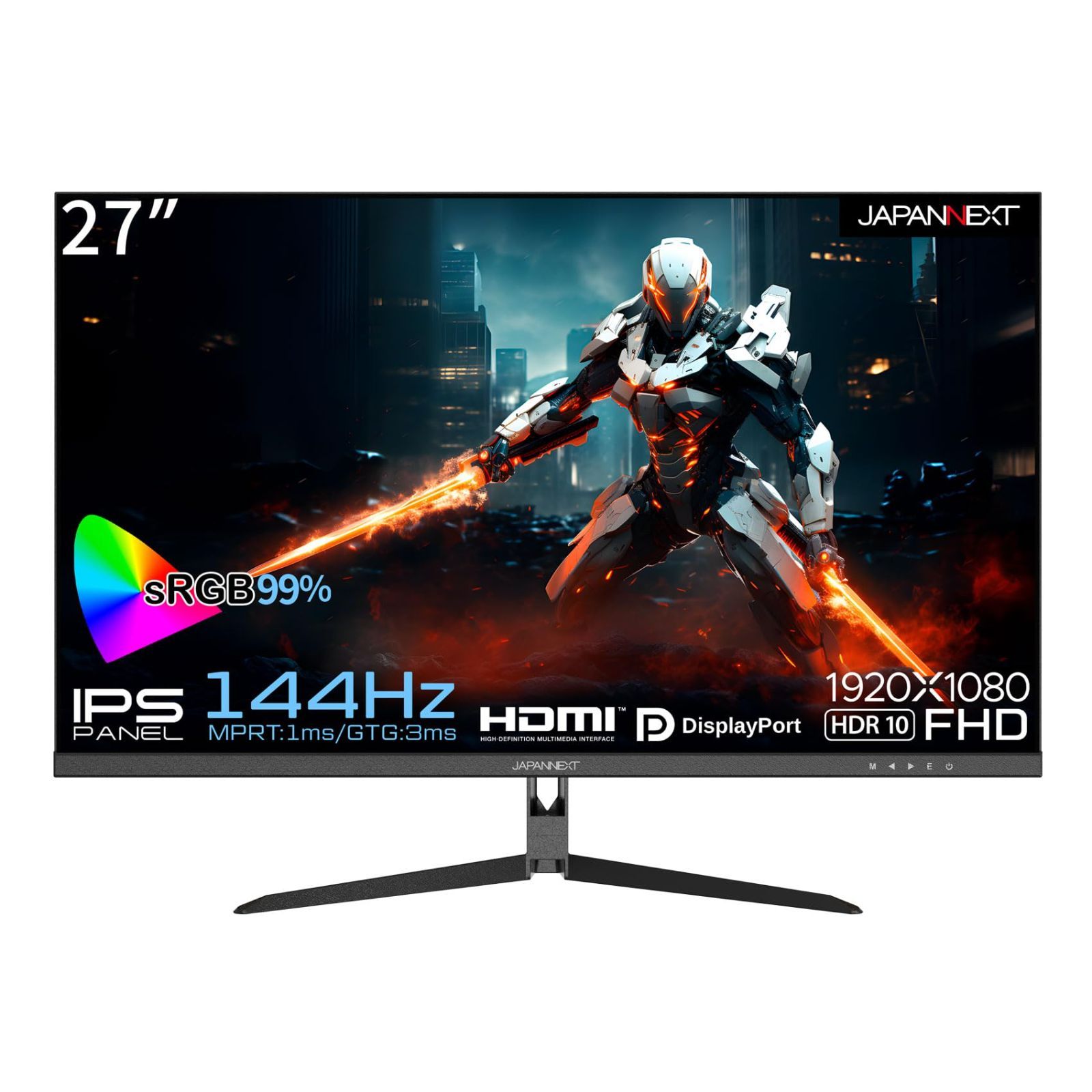 【数量限定】JN-27Gi144FHDR 視野角178) / (HDMI/DisplayPort/VESA対応/ブルーライトカット ディスプレイ パネル IPS 1920x1080解像度 フルHD 1ms 144Hz ゲーミングモニター 27インチ JAPA