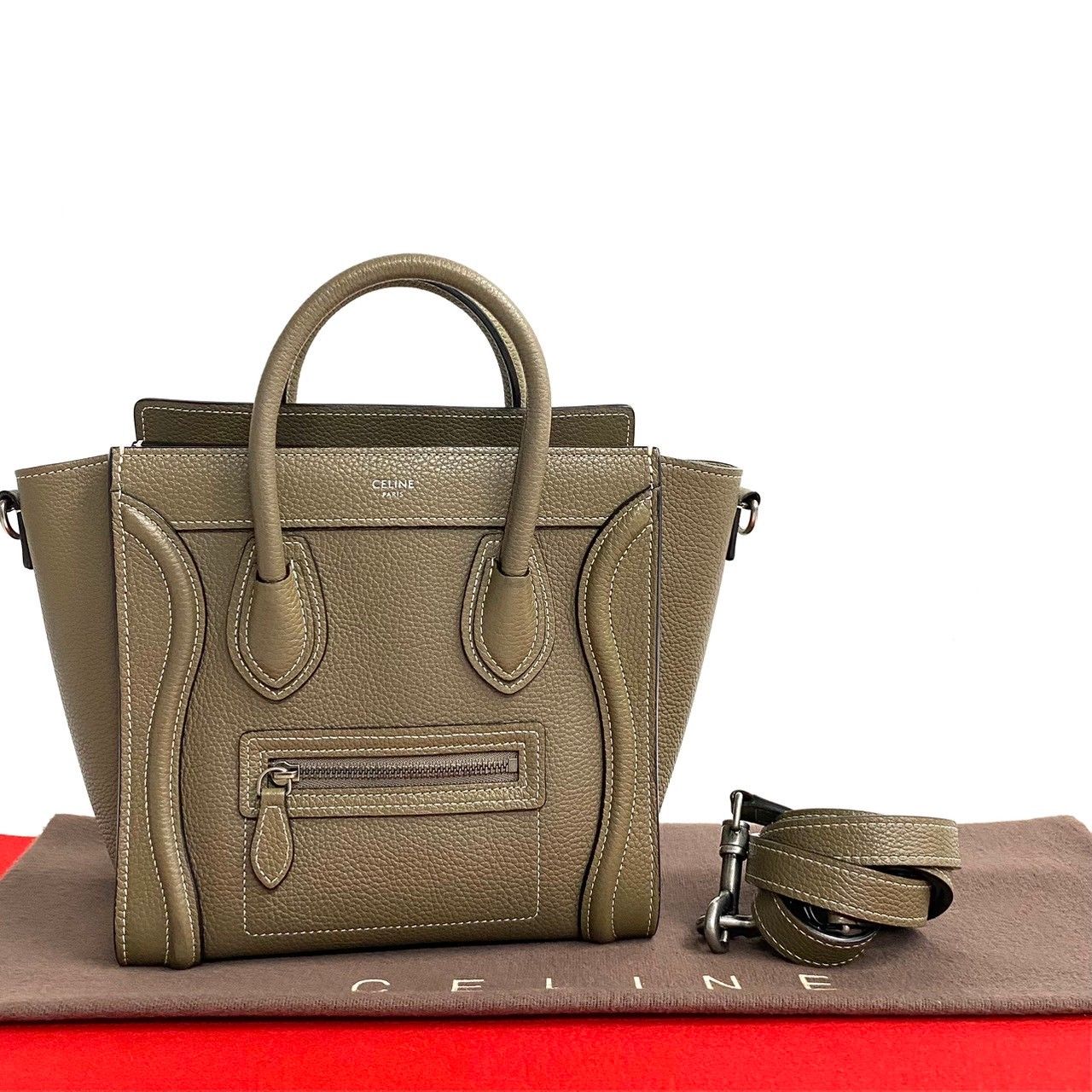 極 美品 CELINE セリーヌ ラゲージ ナノ ショッパー レザー 2way